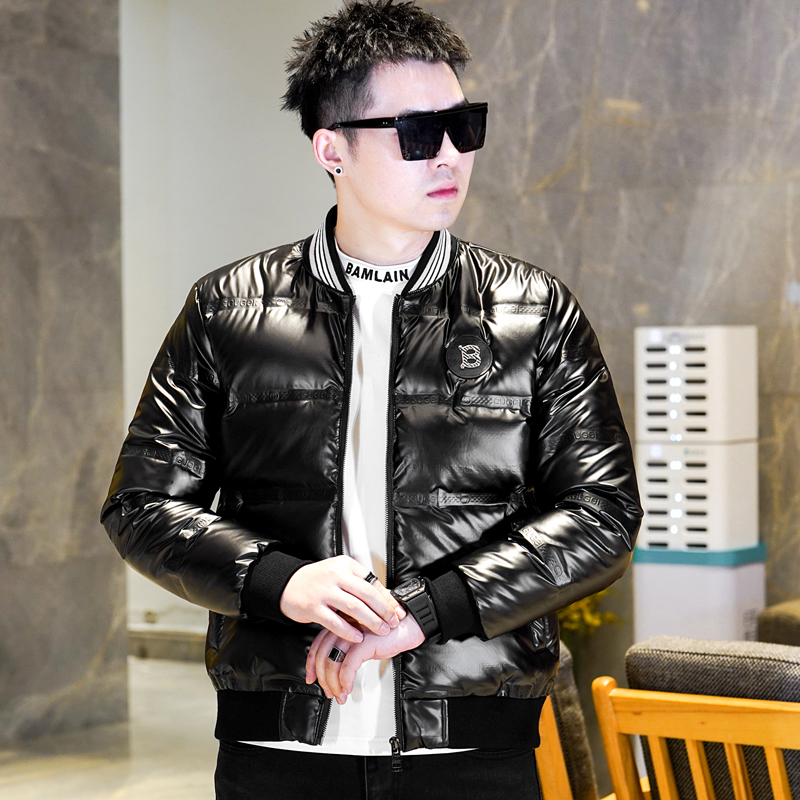 高端欧货白鸭绒防寒羽绒服男款冬季新款潮流亮面加厚保暖男士外套