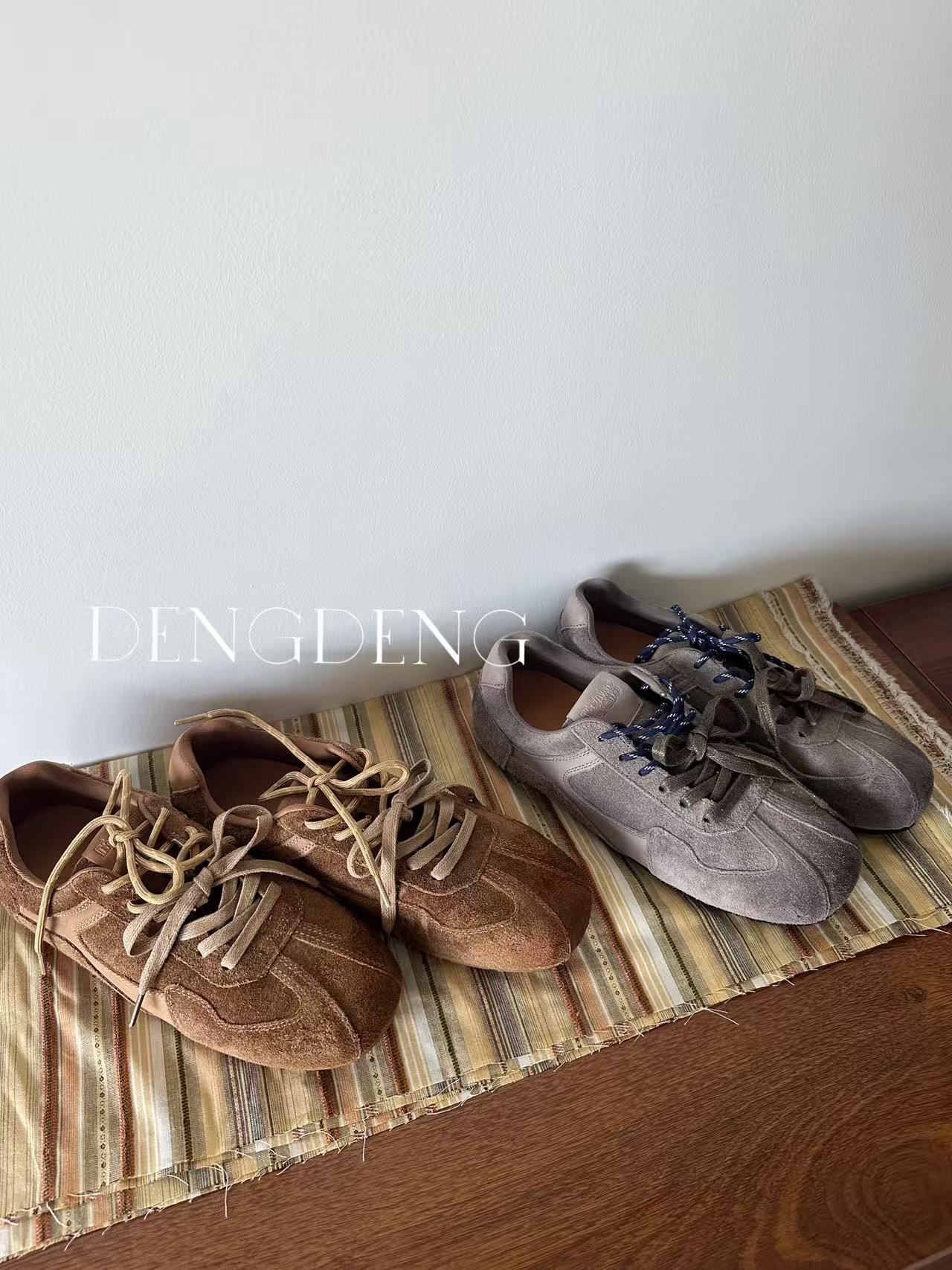 【DENG】2025时尚复古反绒长毛慢跑休闲运动超软韩系3.5CM德训鞋