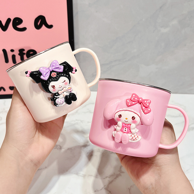 儿童喝水杯子家用304不锈钢马克杯防摔可爱卡通学生宿舍漱口杯子