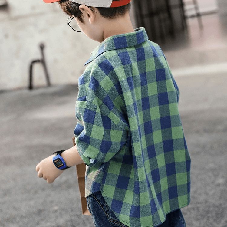 巴拉拉balala长袖衬衫儿童春秋男童洋气格子衬衣时尚新款【清仓】中