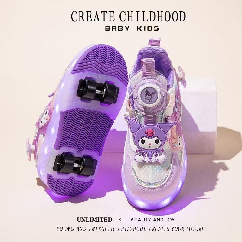 奥特曼库洛米女童暴走鞋四轮收缩秋季小孩暴走儿童鞋子轮滑鞋学生