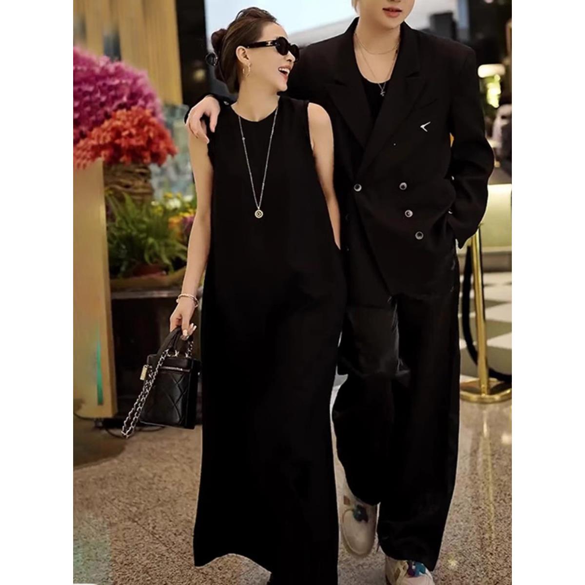 THEORY ERROR又又飒轻奢高冷御姐风赫本风黑色高级感连衣裙子夏女