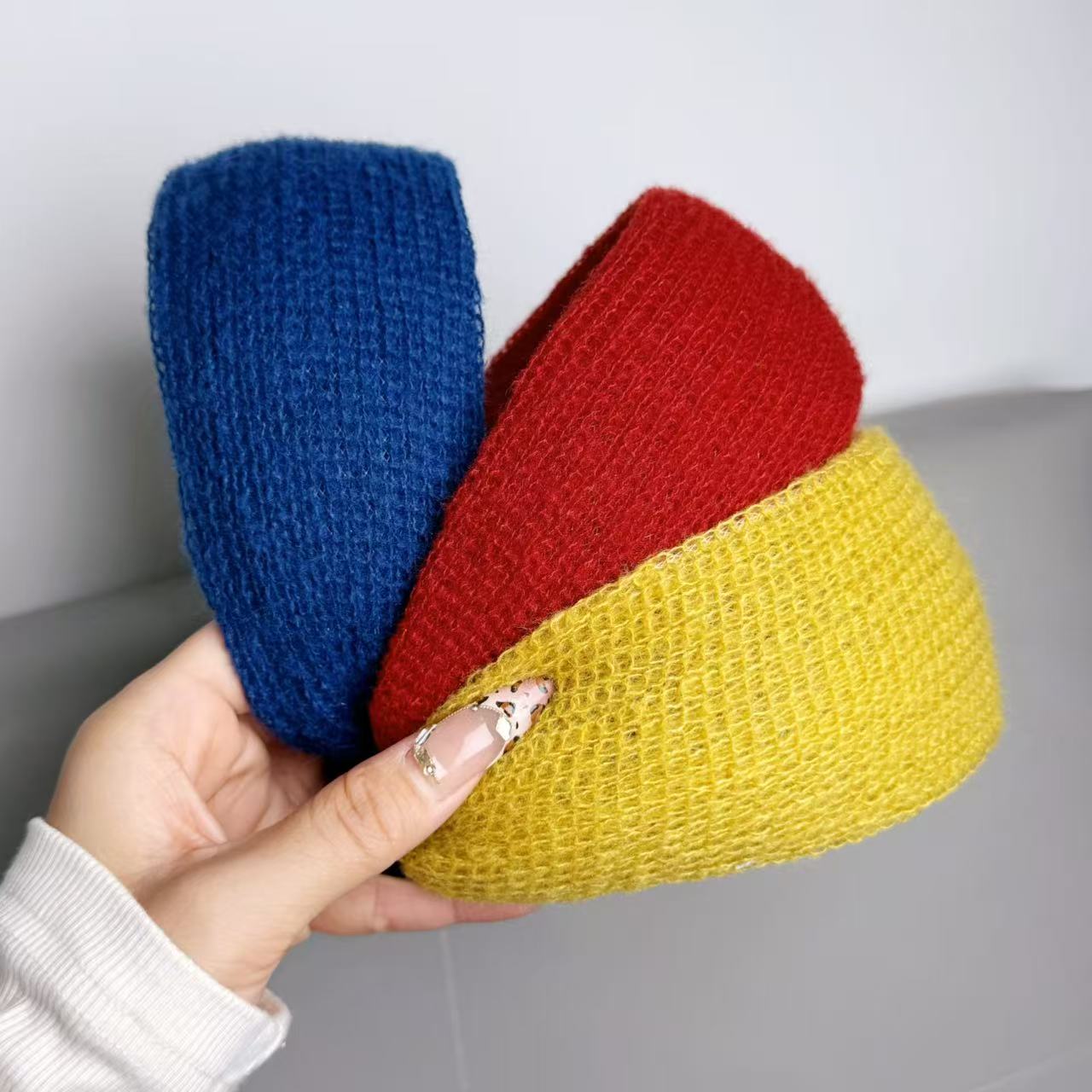 KQE/复古毛线针织宽边发箍女2025秋冬新款高颅顶压发头箍发卡发饰