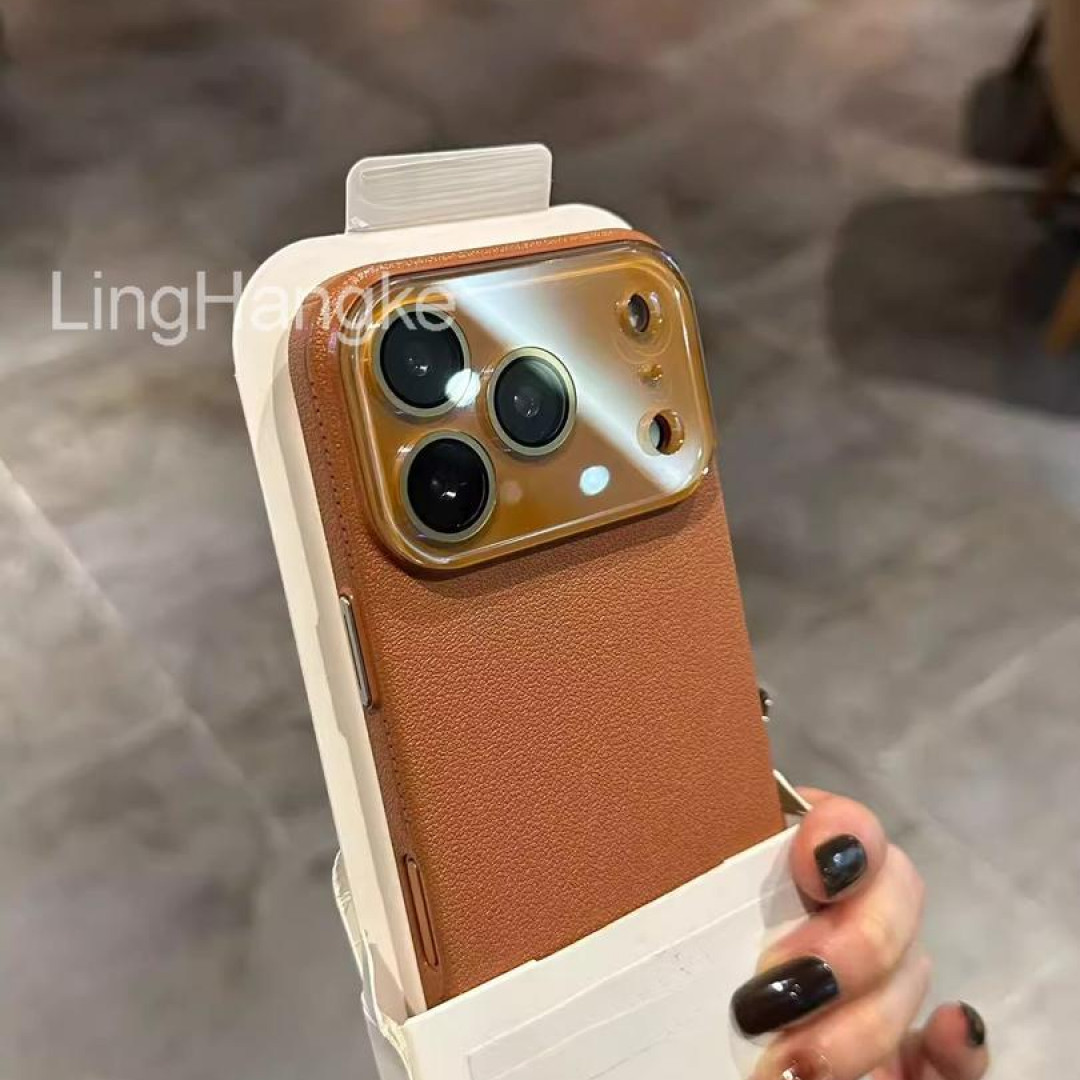 高级感水晶护镜荔枝纹pc复古小众适用苹果17promax手机壳17pro/17