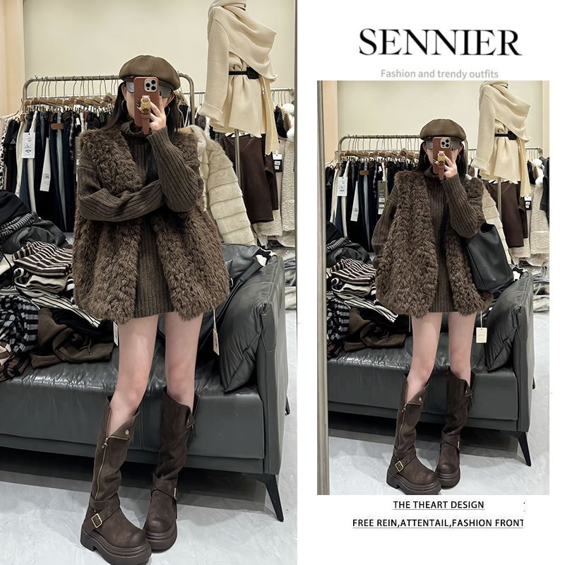 秋冬温柔穿搭女2025新款韩版洋气马甲外套慵懒套头针织毛衣两件套