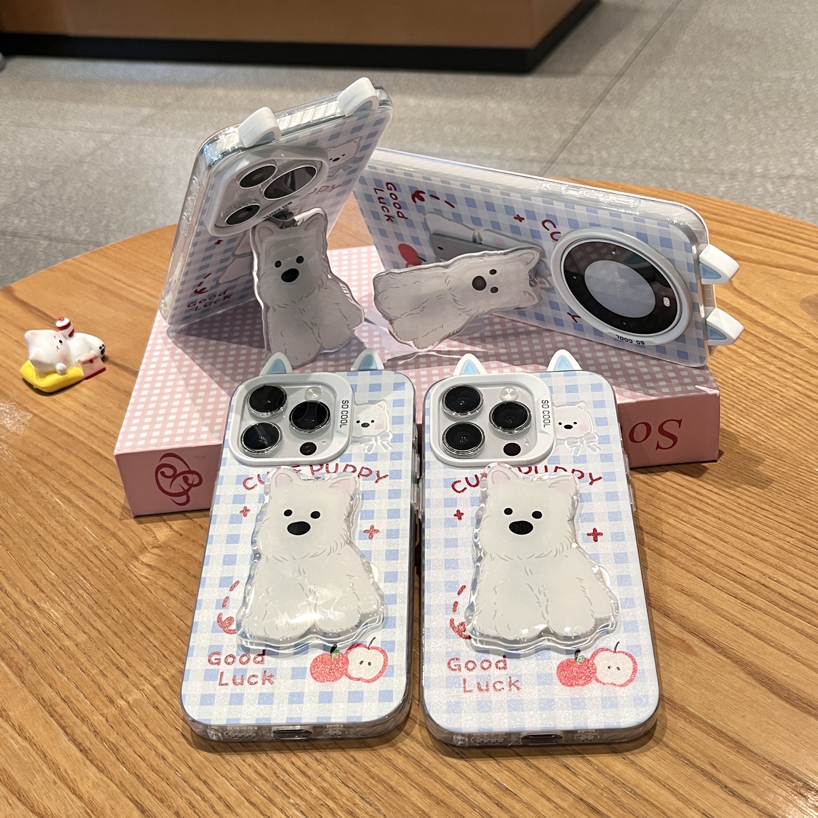 雅天立格纹西高地耳朵支架适用苹果17手机壳16华为vivoppo小米15