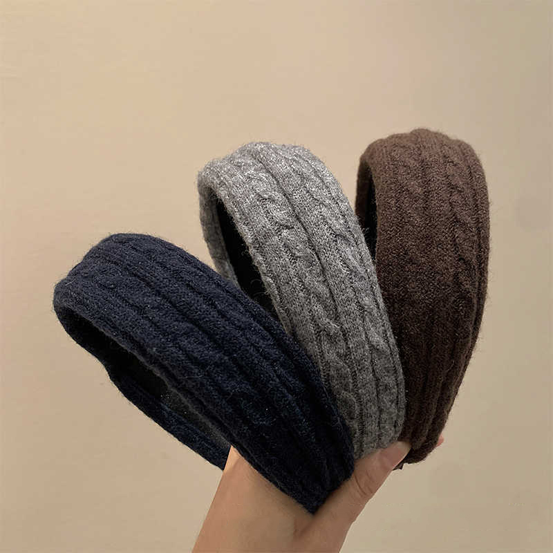 韩系秋冬毛线针织宽边发箍女气质高颅顶压发头箍日常百搭外出发卡