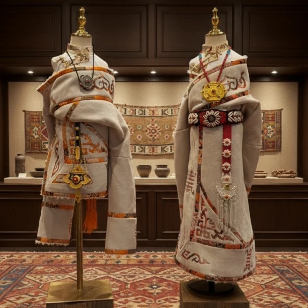 儿童白色冬季加绒藏袍#冬季藏袍