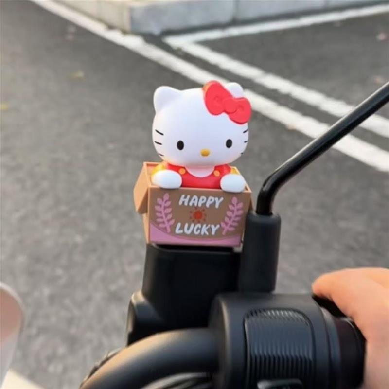 hellokitty电动车摆件会摇头的凯蒂猫电瓶车车把手diy装饰小配件