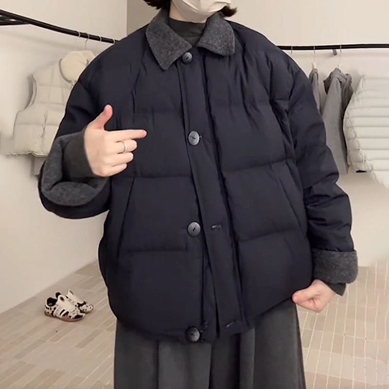 设计感撞色棉服女2025冬季新款韩系简约气质通勤百搭保暖棉衣外套