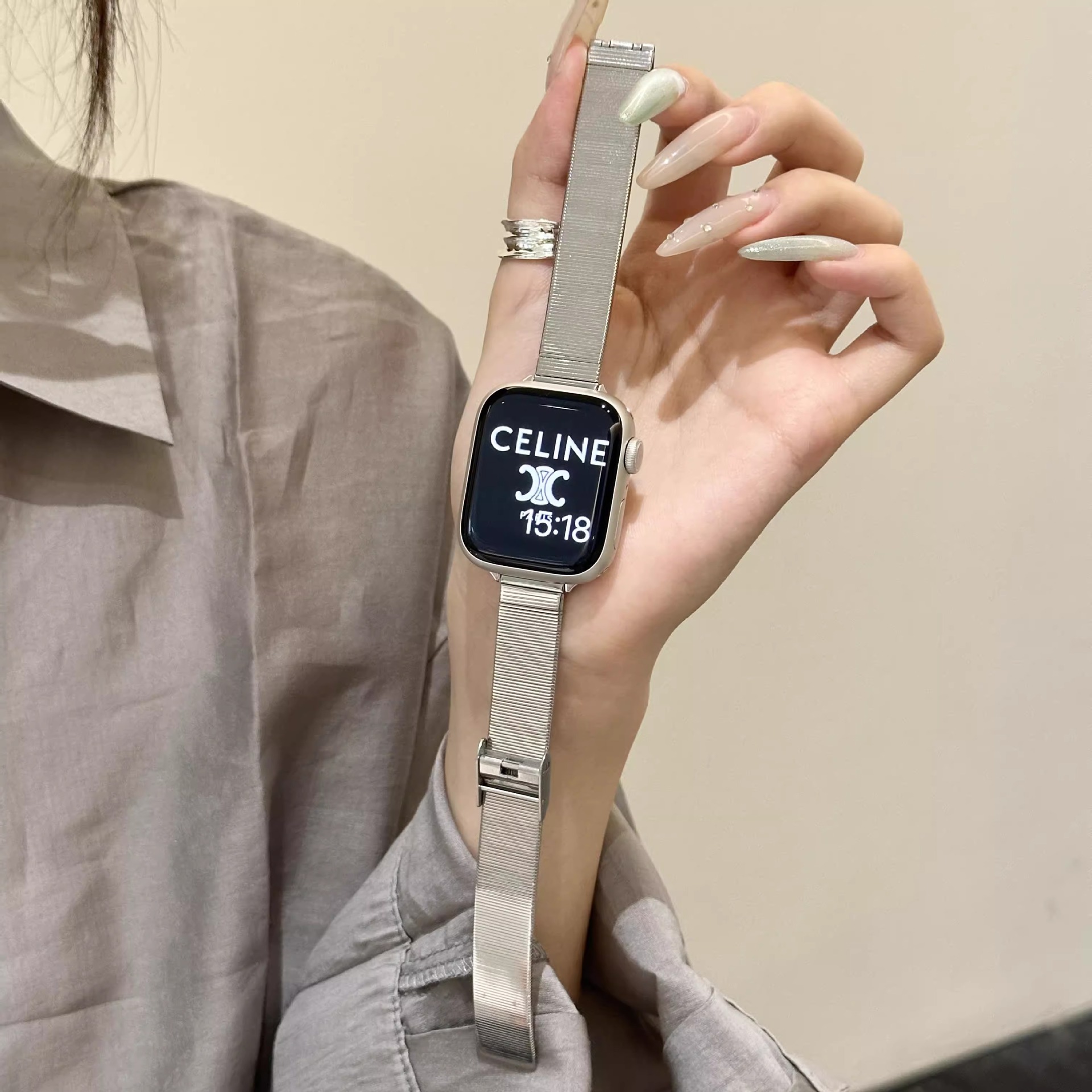 适用小米手环9Pro/8Pro手表带不锈钢猫眼淑女红米watch54金属表带