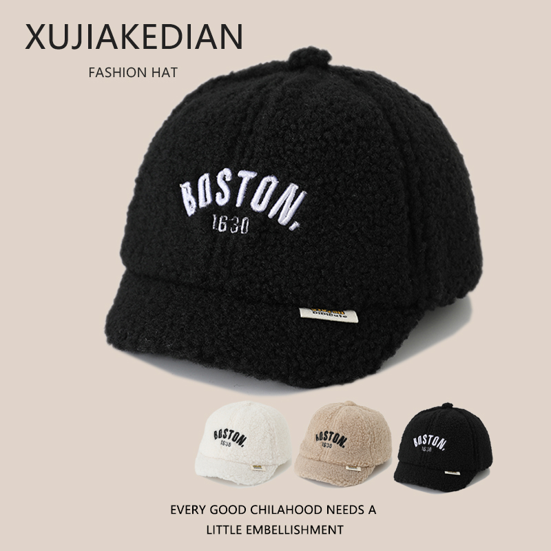 宝宝帽子秋冬款婴幼儿鸭舌帽男童棒球帽儿童羊羔绒保暖女童韩系