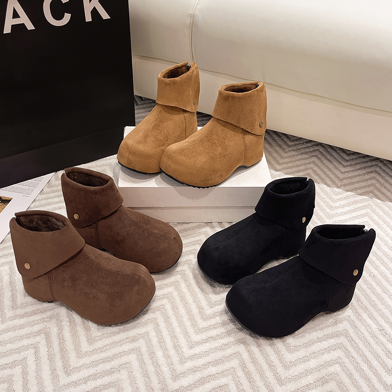 切尔西小个子7cm内增高厚底2025秋冬季加绒新款百搭韩版休闲短靴