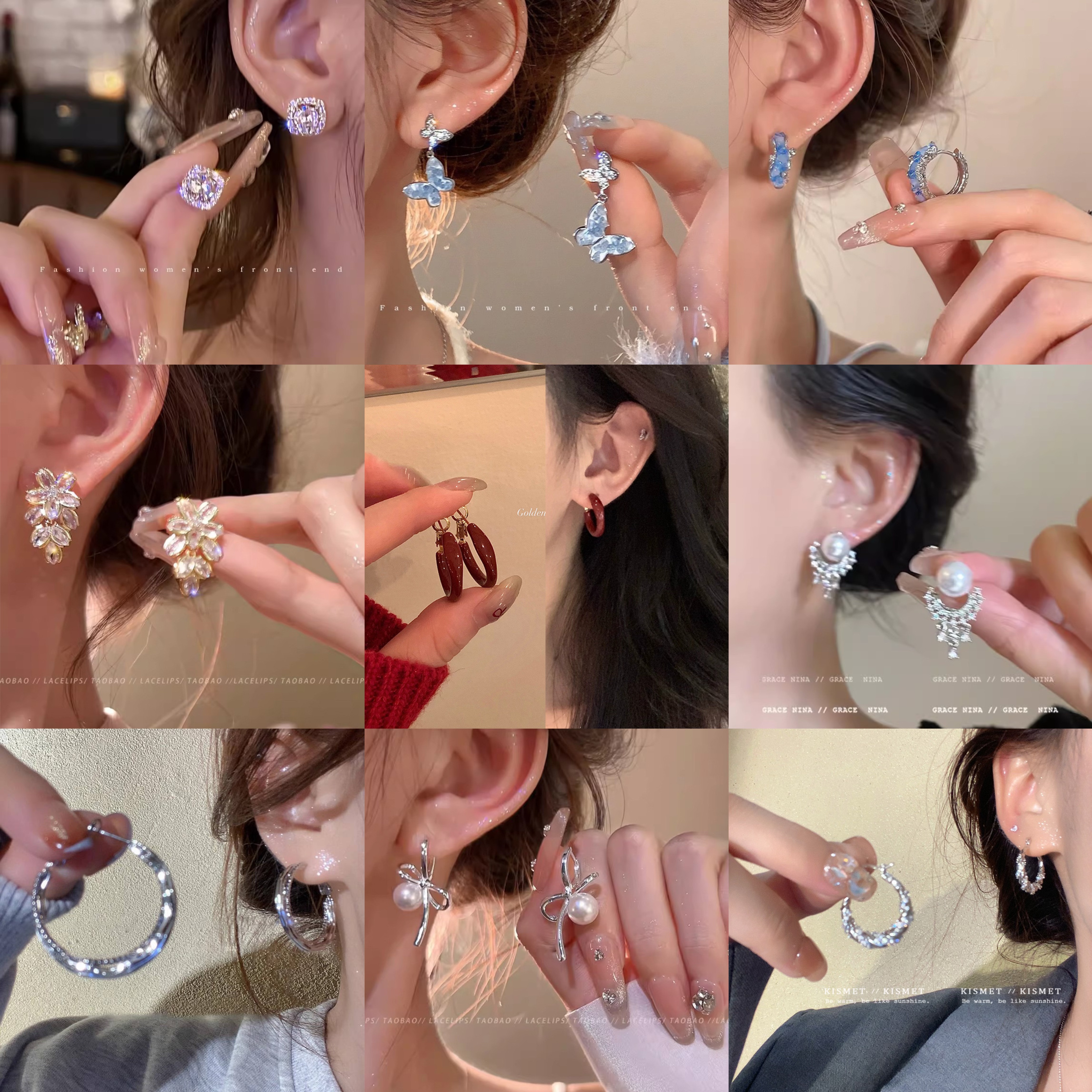 合金耳饰 【慧慧饰品】耳饰耳钉可爱少女法式ins超仙仙气甜美温柔