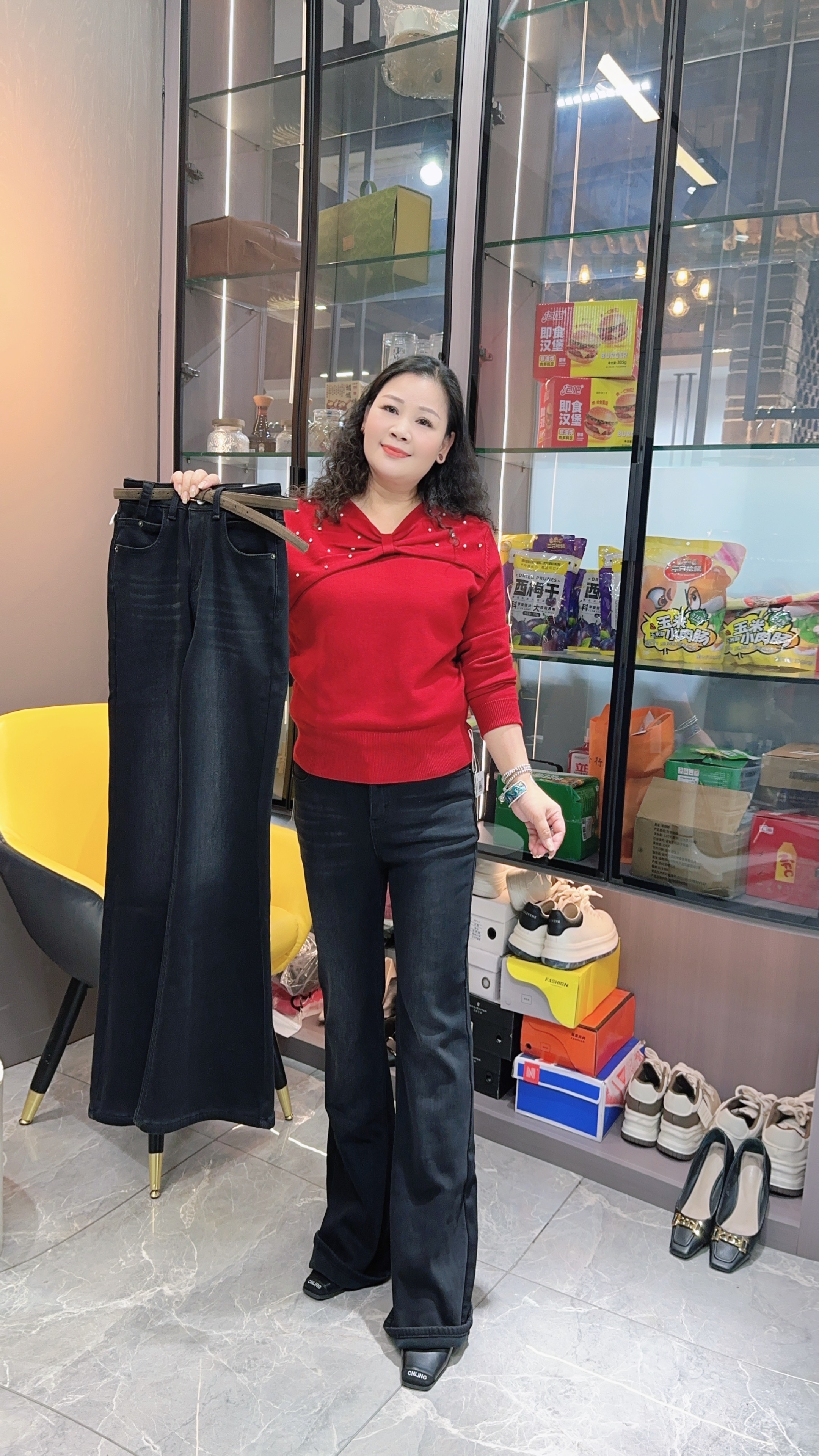 c1900韩版百搭微喇叭牛仔裤（加绒）0216