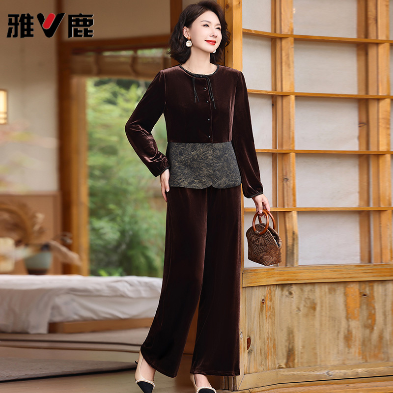 雅鹿优选中老年女装春秋外套2025新款洋派上衣妈妈装秋装民族风金