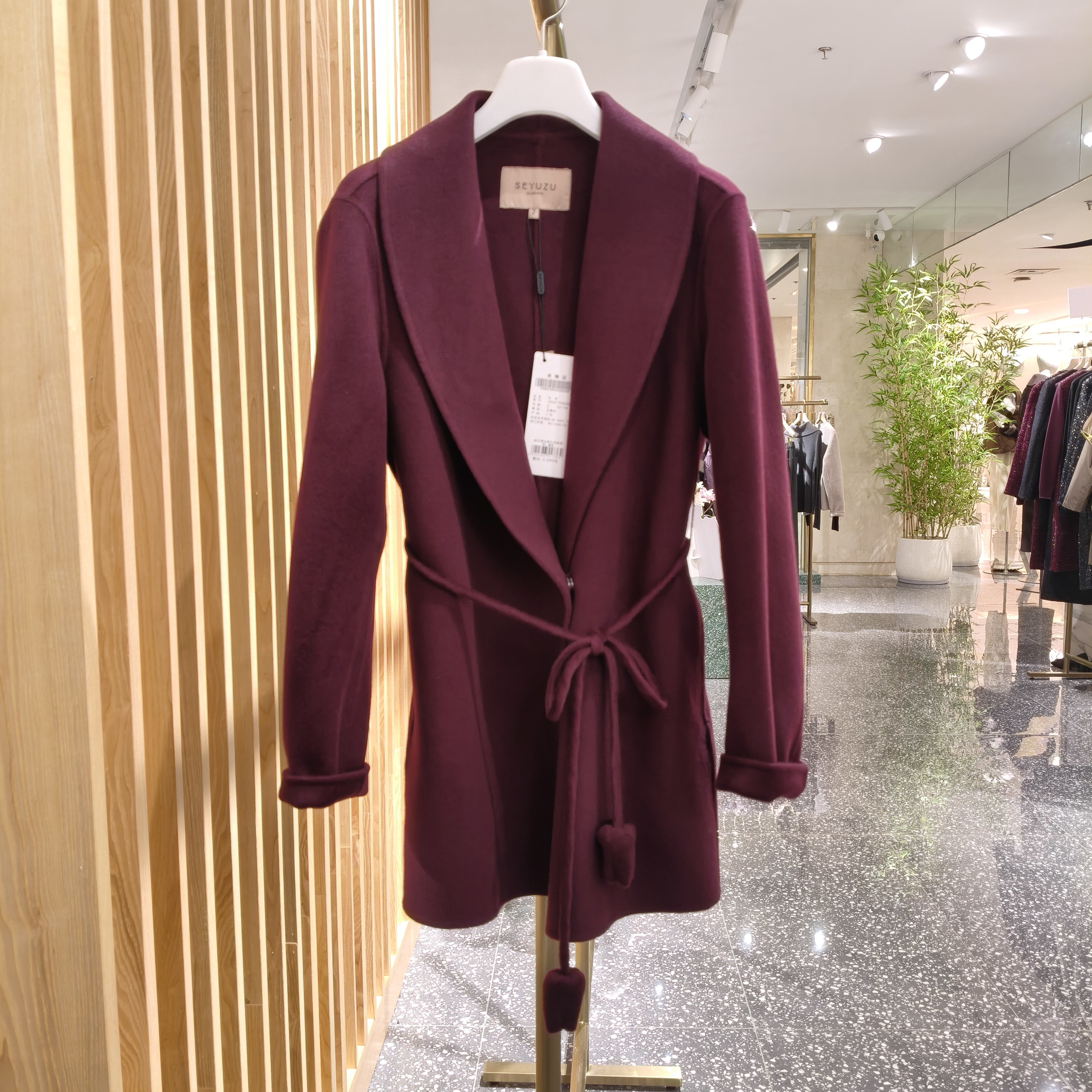 声雨竹1R550气质通勤羊毛外套 一手长 极简轻奢大码女装秋冬款