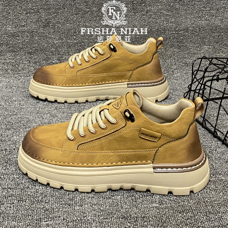 法莎尼亚复古增高工装靴时尚耐磨百搭潮流男鞋轻奢痞帅个性休闲鞋
