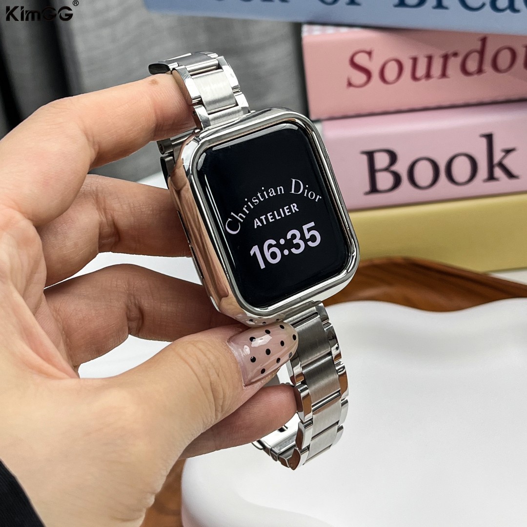 适用苹果IWATCHS9表带小蛮腰三株细款不锈钢APPLEWATCH金属女钢带