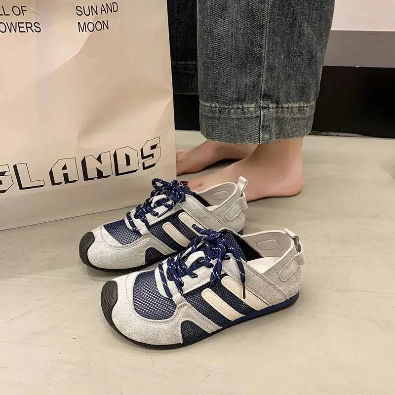 轻便拼色运动休闲鞋爬山透气防滑德训鞋鞋子百搭夏季网面复古软底