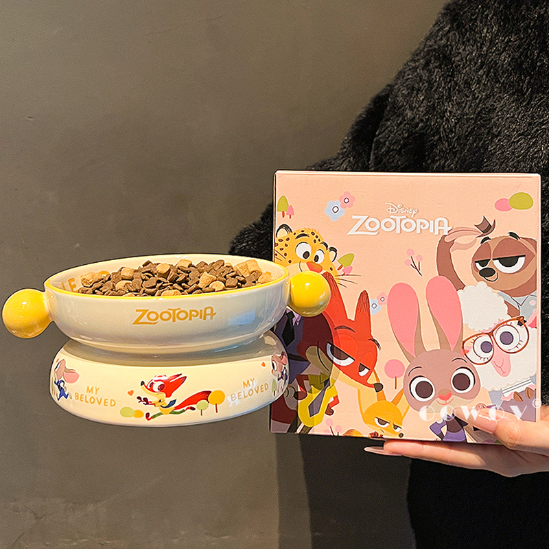 OOWOV史迪仔尼克朱迪联名陶瓷宠物碗猫狗慢食碗盆大口径不易打翻