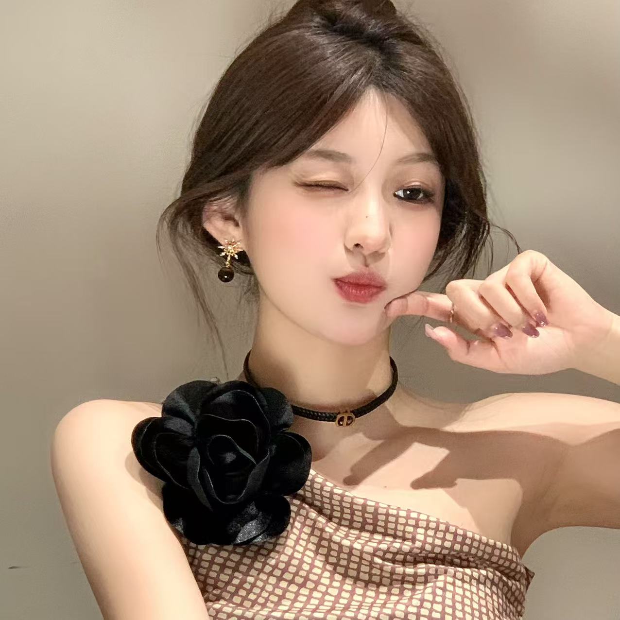 FULL GIRLISH耳环02393复古轻奢雪花耳钉耳饰