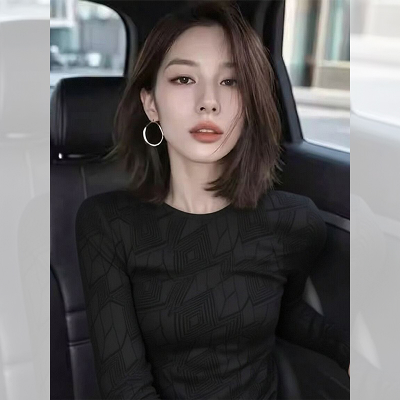别致独特漂亮内搭黑色小衫打底长袖t恤女装秋冬穿搭洋气百搭上衣