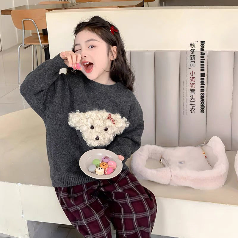 套头宝贝汪新款秋冬季毛衣针织衫加厚中小童韩版洋气女童可爱百搭