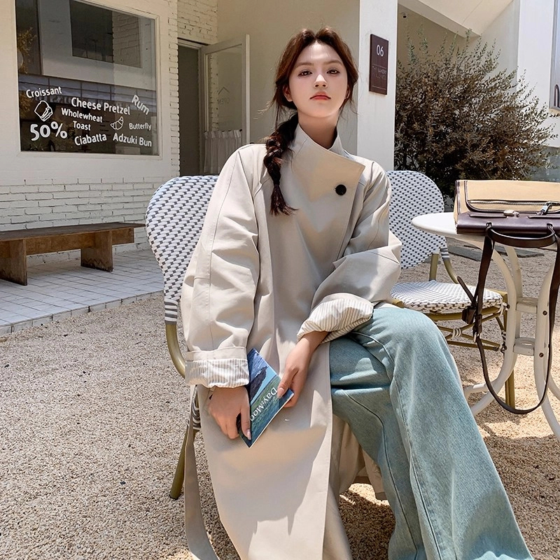 风衣外套女爆款2025春秋气质高级感立领宽松英伦风韩系大衣中长款