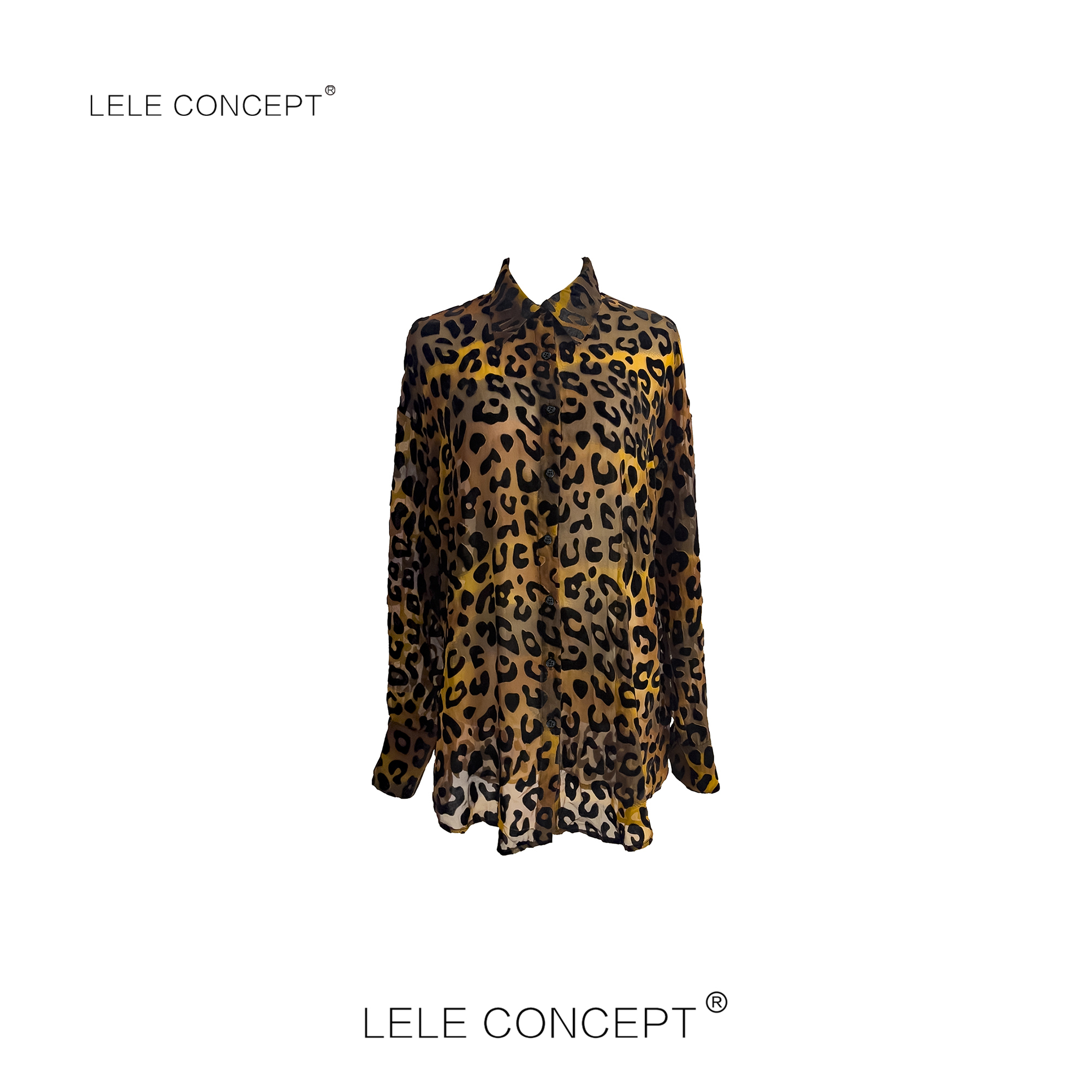 LELE CONCEPT丨「丽」气质减龄轻奢豹纹衬衫FC25C0124Y
