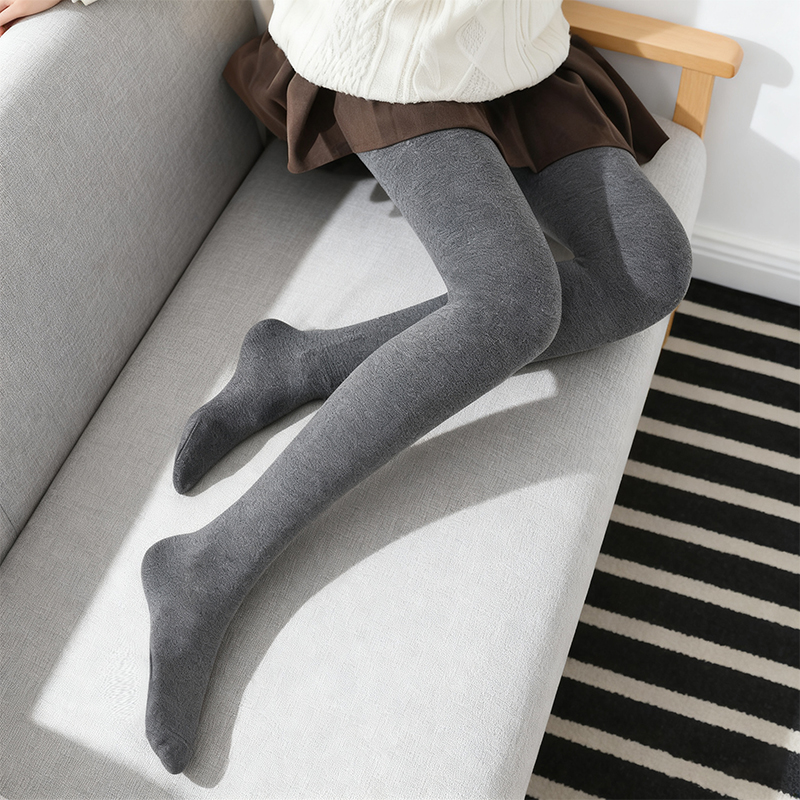 500D平纹纯棉打底裤女平板棉连裤袜加绒秋冬季灰色踩脚保暖裤加厚