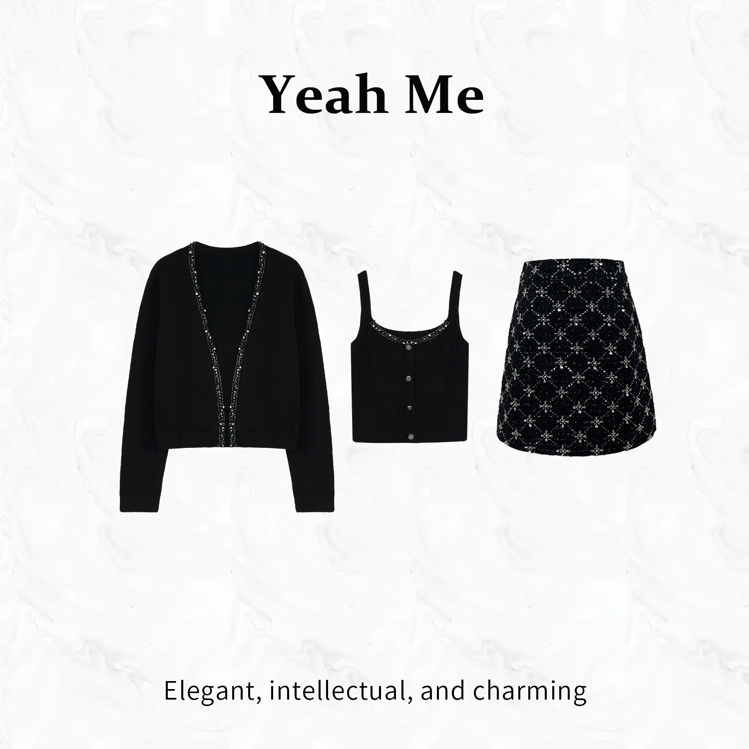 Yeah Me/也觅【月光流照】秋季新款短裙套装高级感花瓣百搭半身裙女