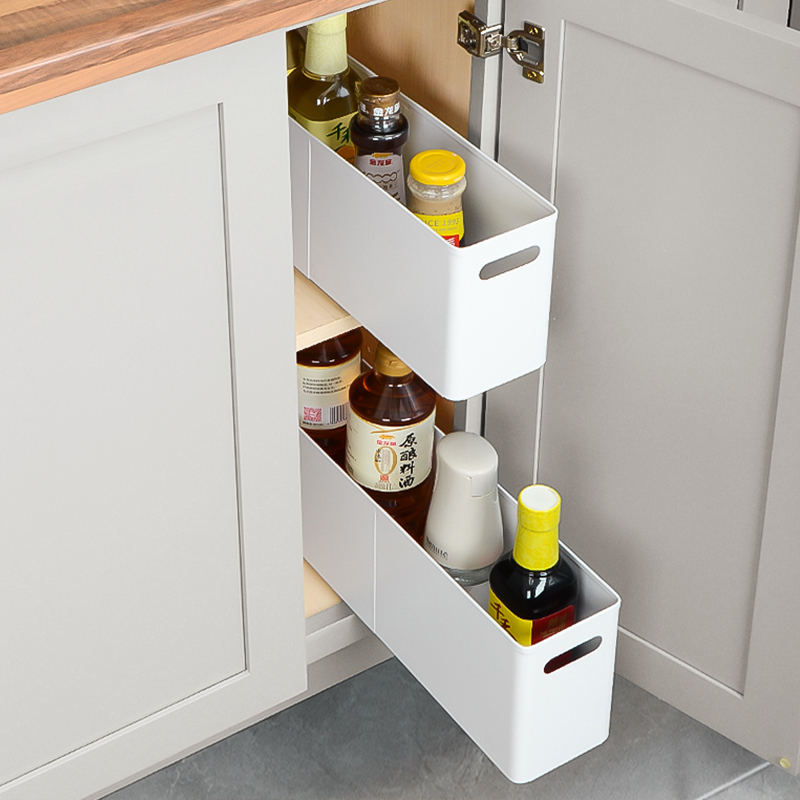 10cm夹缝柜抽拉式橱柜内分层调料收纳筐迷你小架子厨房超窄置物架