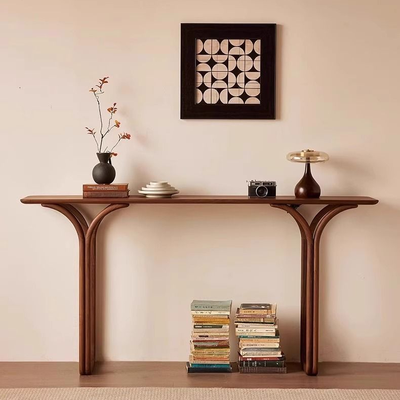 2025新中式实木玄关台条案中古风高级感入户门厅玄关桌创意端景台