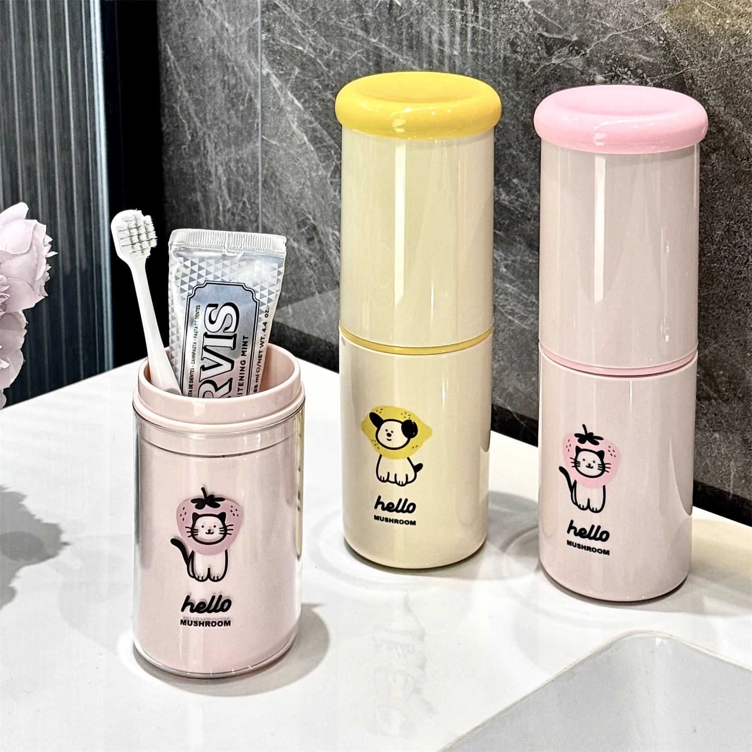 吉祥草旅行漱口杯牙具刷牙杯便携式电动牙刷收纳盒情侣旅游洗漱杯