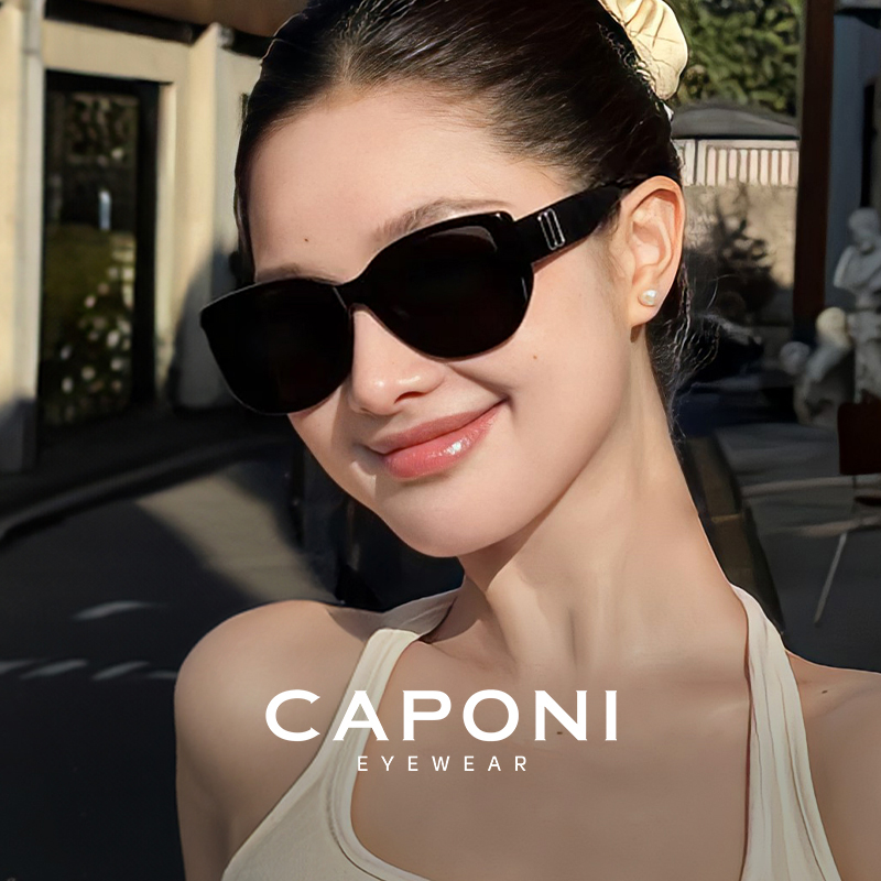 CAPONI方圆大框猫眼墨镜女款2025新款高级感UV400太阳镜防紫外线