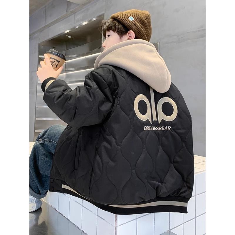 男童秋冬款外套夹棉加厚2025新款大童连帽冬装儿童二棉冬季棒球服