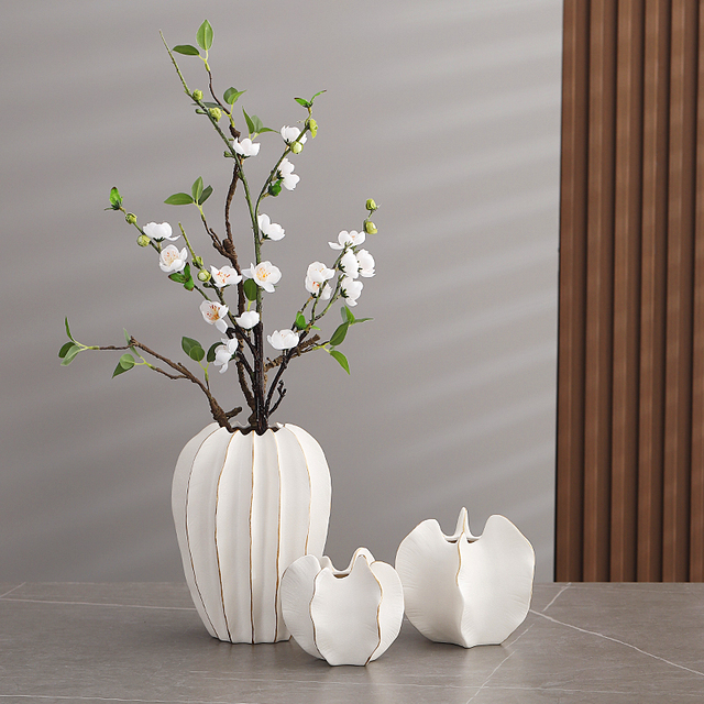 新款陶瓷轻奢花瓶高端奢华电视机柜摆件客厅插花仿真花家居装饰品