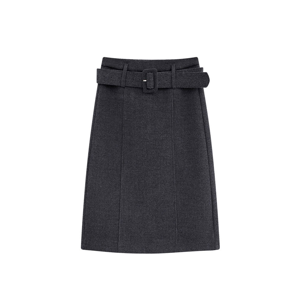 西装毛呢包臀半身裙女装2025冬季新款气质高腰a字裙修身开叉中裙