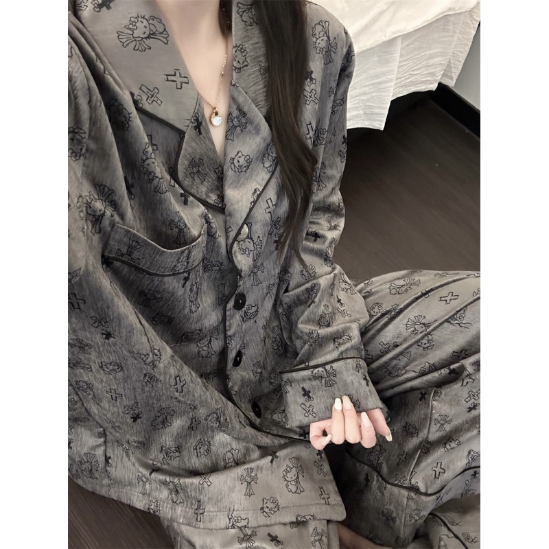 韩版高级感豹纹德绒睡衣女2025秋冬新款加厚保暖长袖家居服两件套