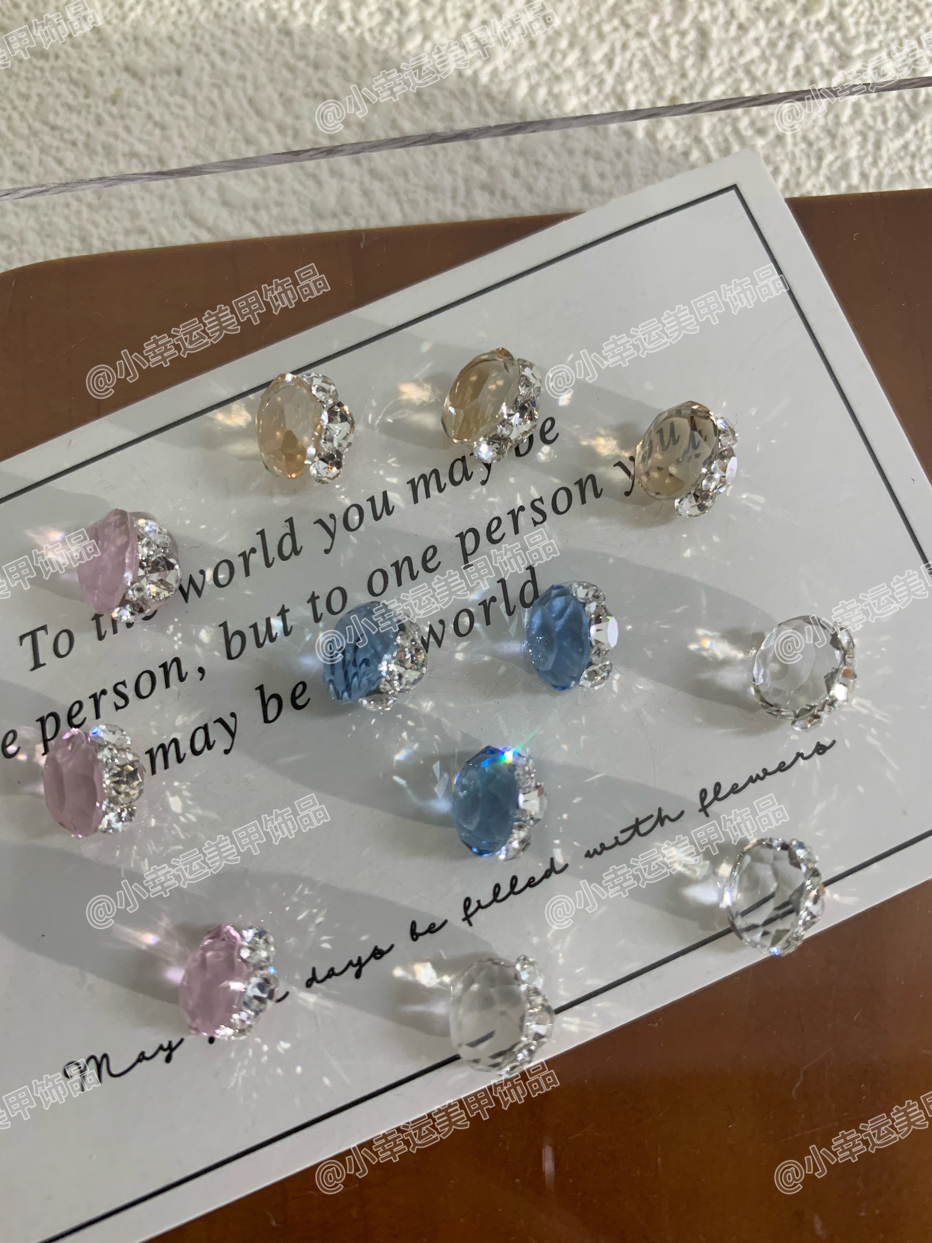 【无底托透底6*8鸽子蛋堆钻】短甲本甲白色手工彩色堆钻美甲钻饰品