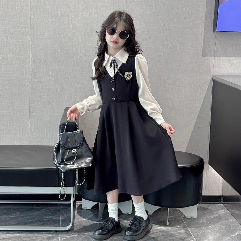 女童连衣裙秋装2025新款女孩大童儿童学院风裙子春秋季礼服裙洋气