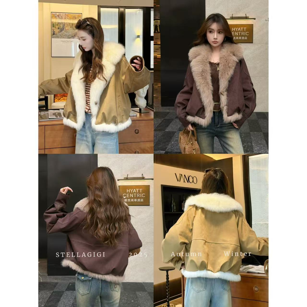 SG / 杨依姗 AW超大狐狸毛领牛角扣皮绒鹅绒服外套WT-20252548