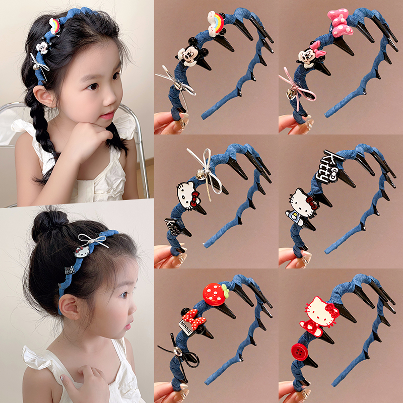 儿童KT猫牛仔高颅顶发箍发夹女童米奇发卡小女孩头箍发饰公主头饰