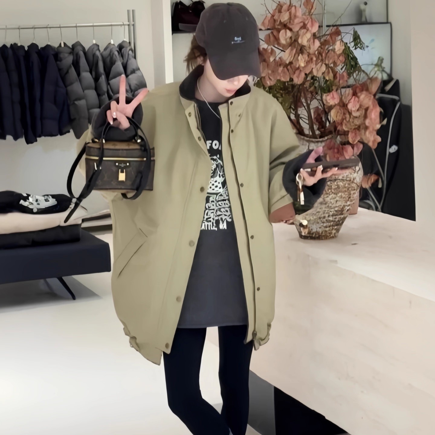 韩系两面穿立领派克服女2025冬季新款中长款宽松显瘦加厚保暖外套