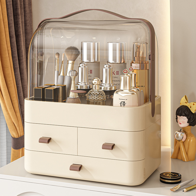 化妆品收纳盒桌面高级感防尘大容量家用化妆盒梳妆台护肤品置物架