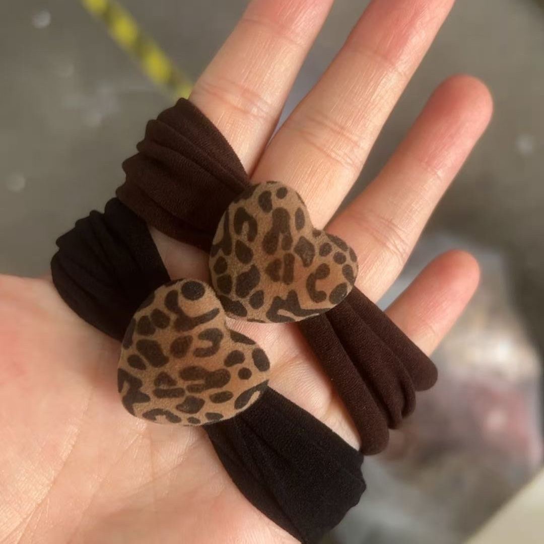 韩版新款爱心豹纹球粗皮筋百搭弹力发绳少女丸子头绳发圈发饰