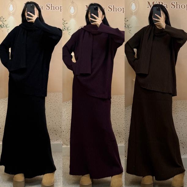 Mira 新款慵懒风高级感围巾➕半裙➕上衣套装～半裙长度 ：95