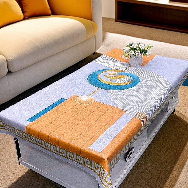 精雕镭射防水防油免洗PVC家用方形长方形茶几餐桌台布