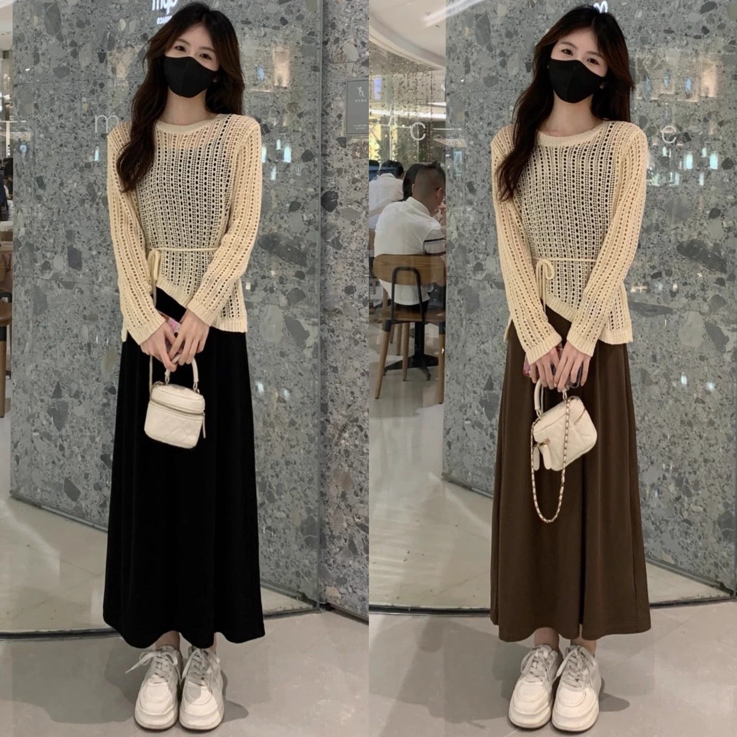 原创爆款时尚秋冬套装早秋新款不规则镂空老钱风松弛感女装贵气